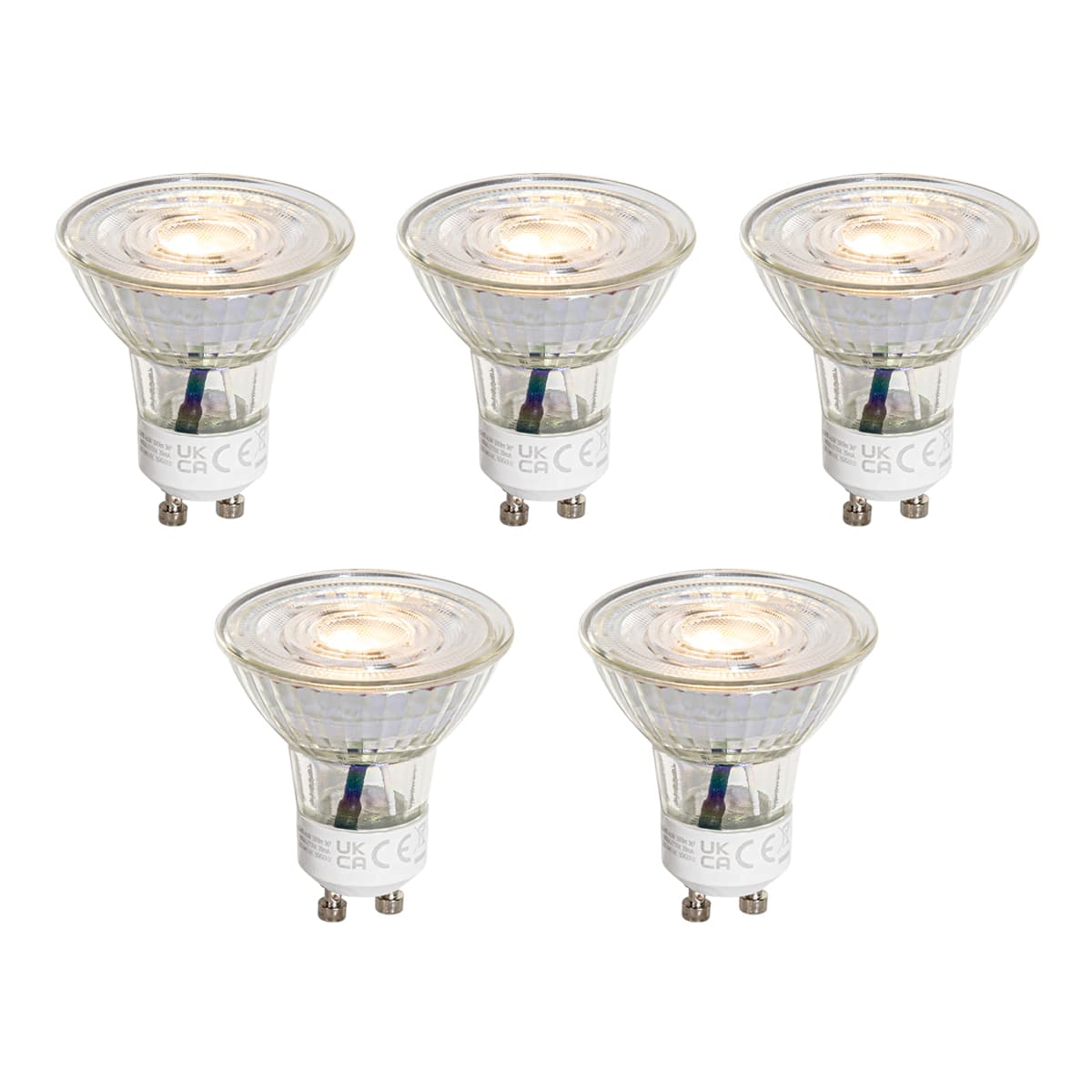Sada 5 GU10 50 mm 3-krokových stmievateľných Kelvin LED žiaroviek číra 4,5 W 380 lm 2000-2700 K