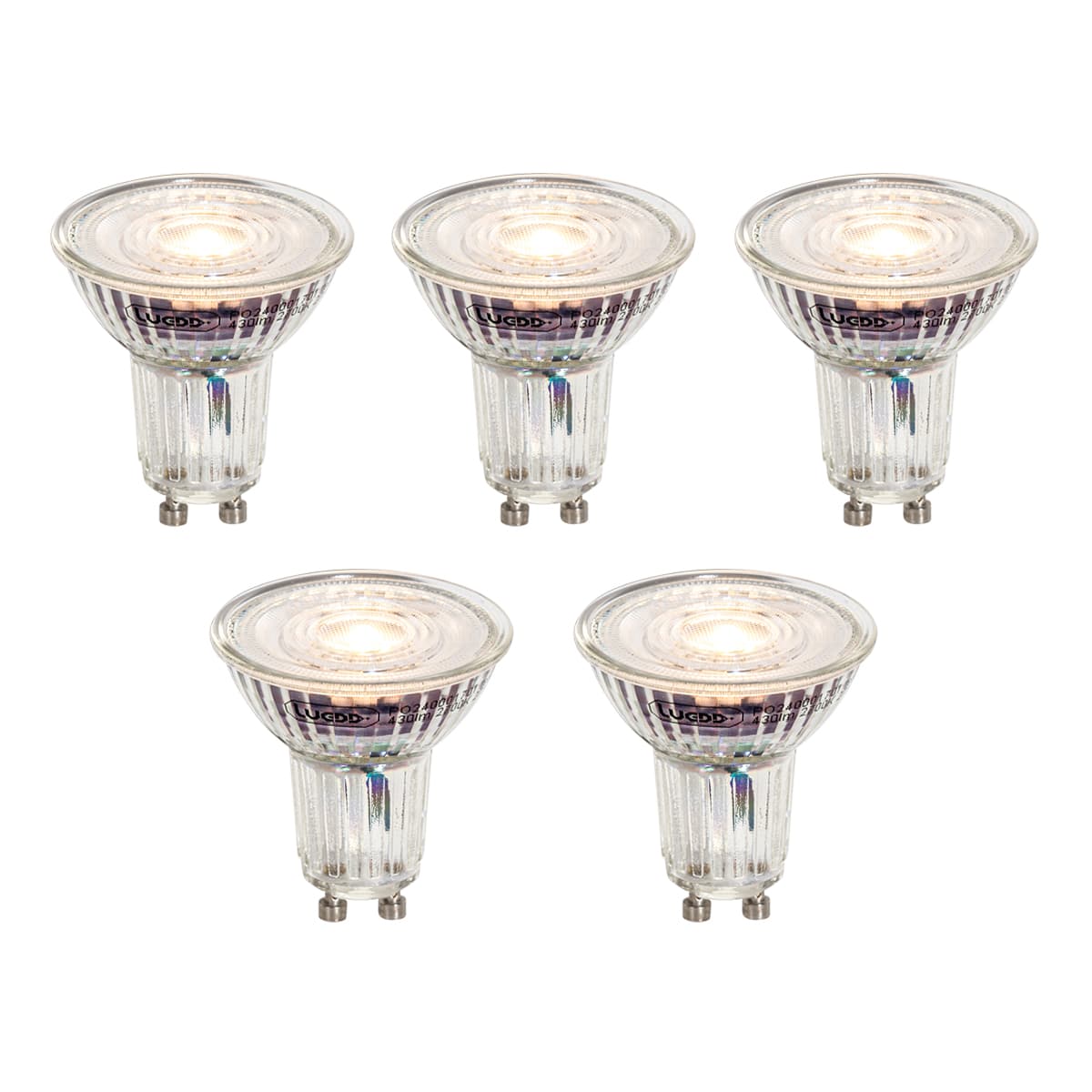 Sada 5 stmievateľných LED žiaroviek GU10 50 mm číra 4,9 W 430 lm 2700 K 1