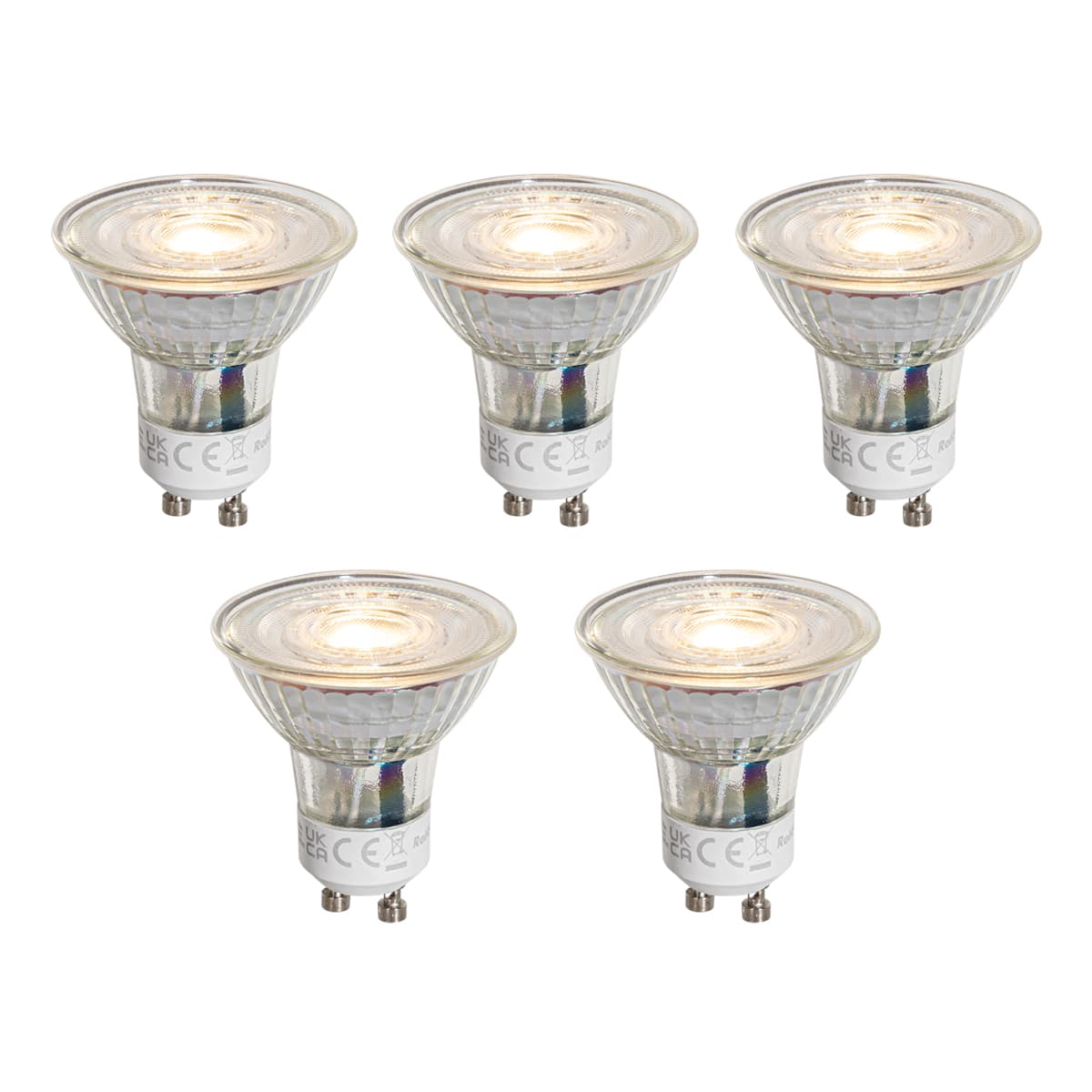 Sada 5 stmievateľných LED žiaroviek GU10 50 mm číra 4,5 W 365 lm 2700 K