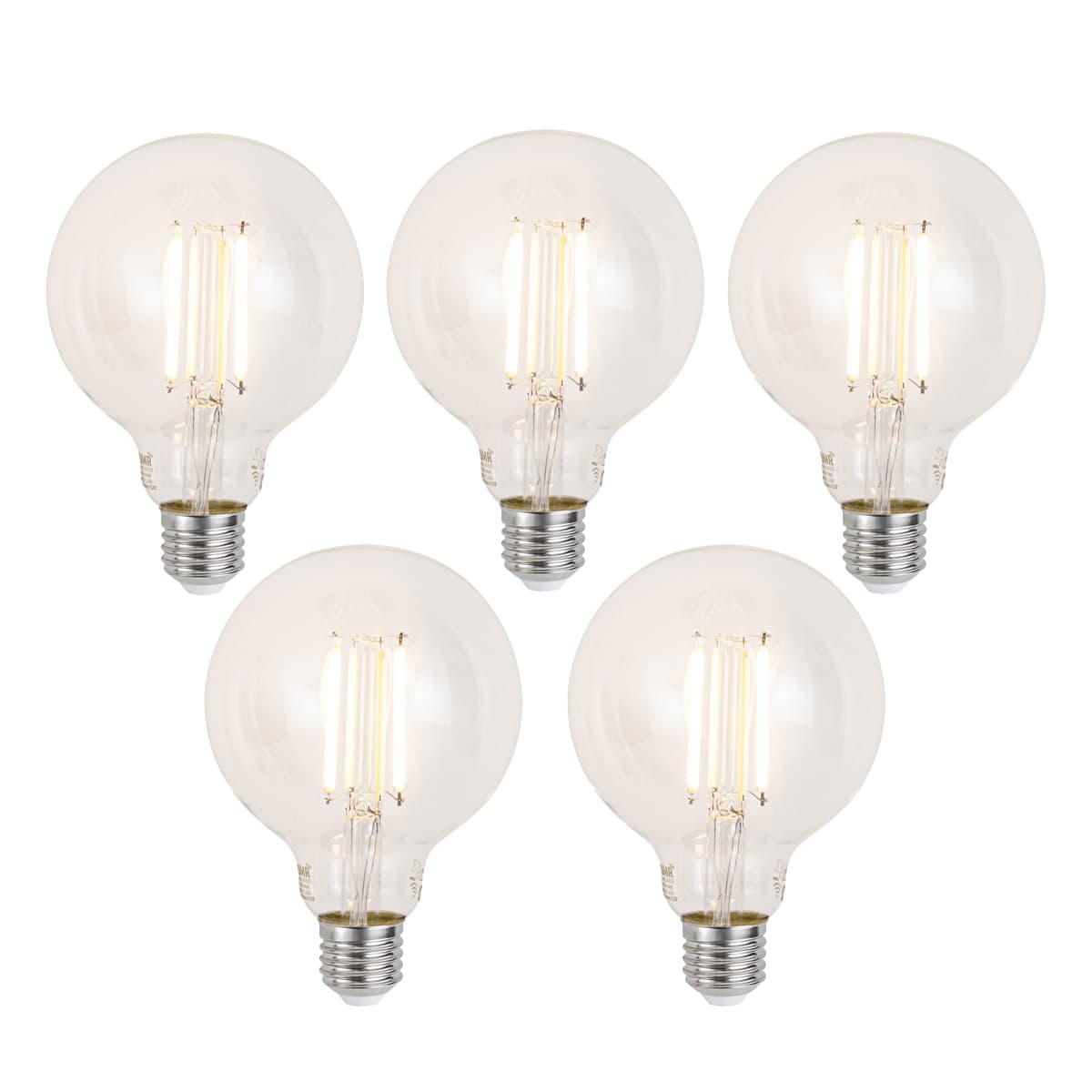 Sada 5 ks Inteligentné stmievateľné LED žiarovky E27 G95 číre 7W 806lm 2700-6500K 1