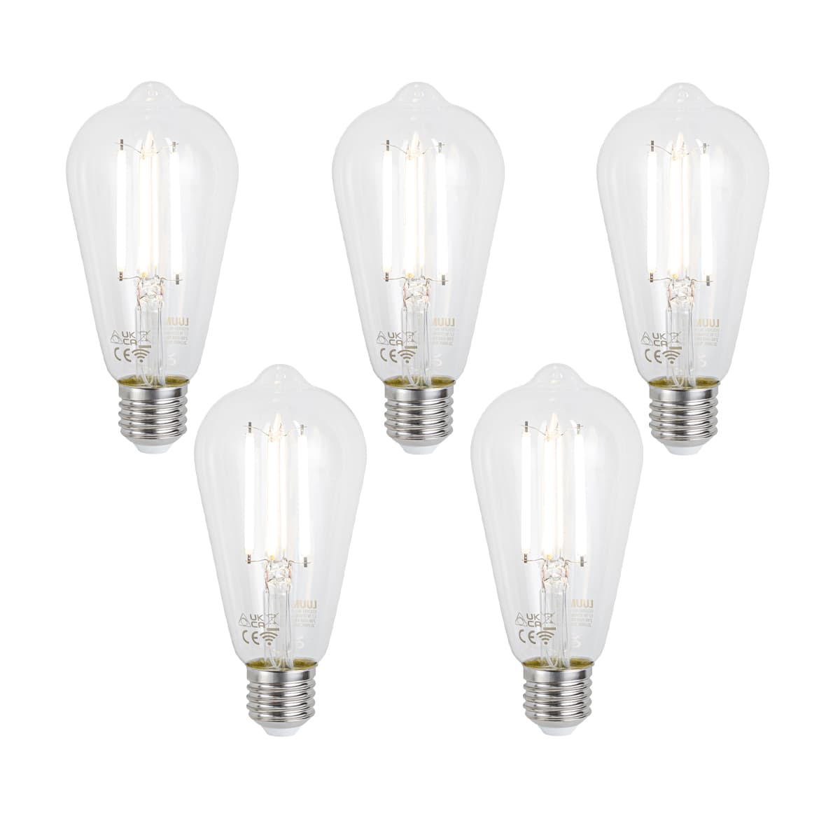 Sada 5 ks Inteligentné stmievateľné LED žiarovky E27 ST64 číre 7W 806lm 2700-6500K 1