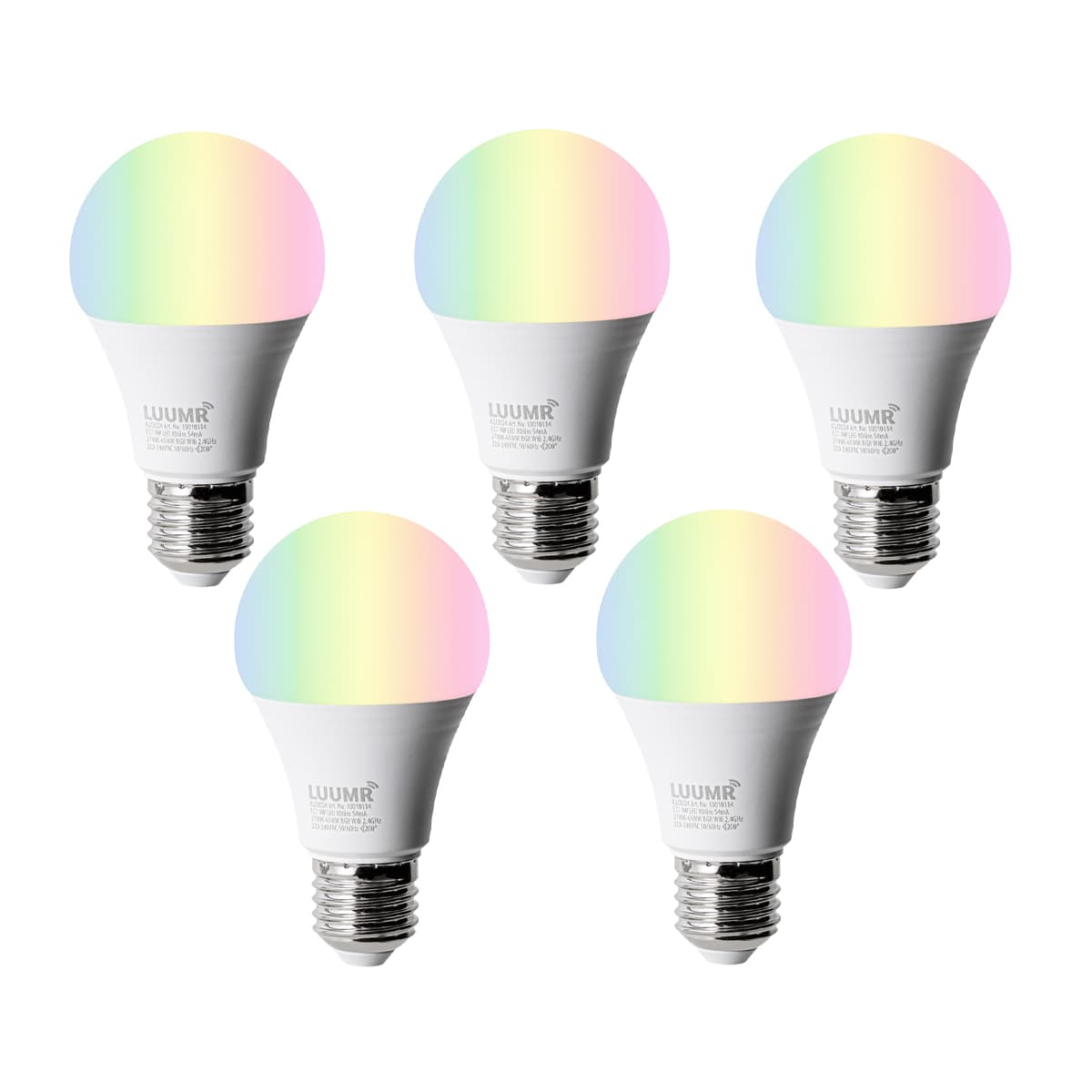 Sada 5 ks Inteligentné LED žiarovky E27 A60 matné RGBW 9W 806lm 2700-6500K 1