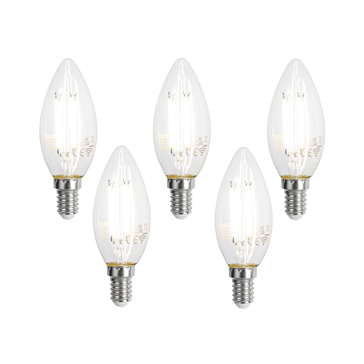 Sada 5 inteligentných LED žiaroviek E14 C35 číra 4,2 W 470 lm 2700 – 6500 K