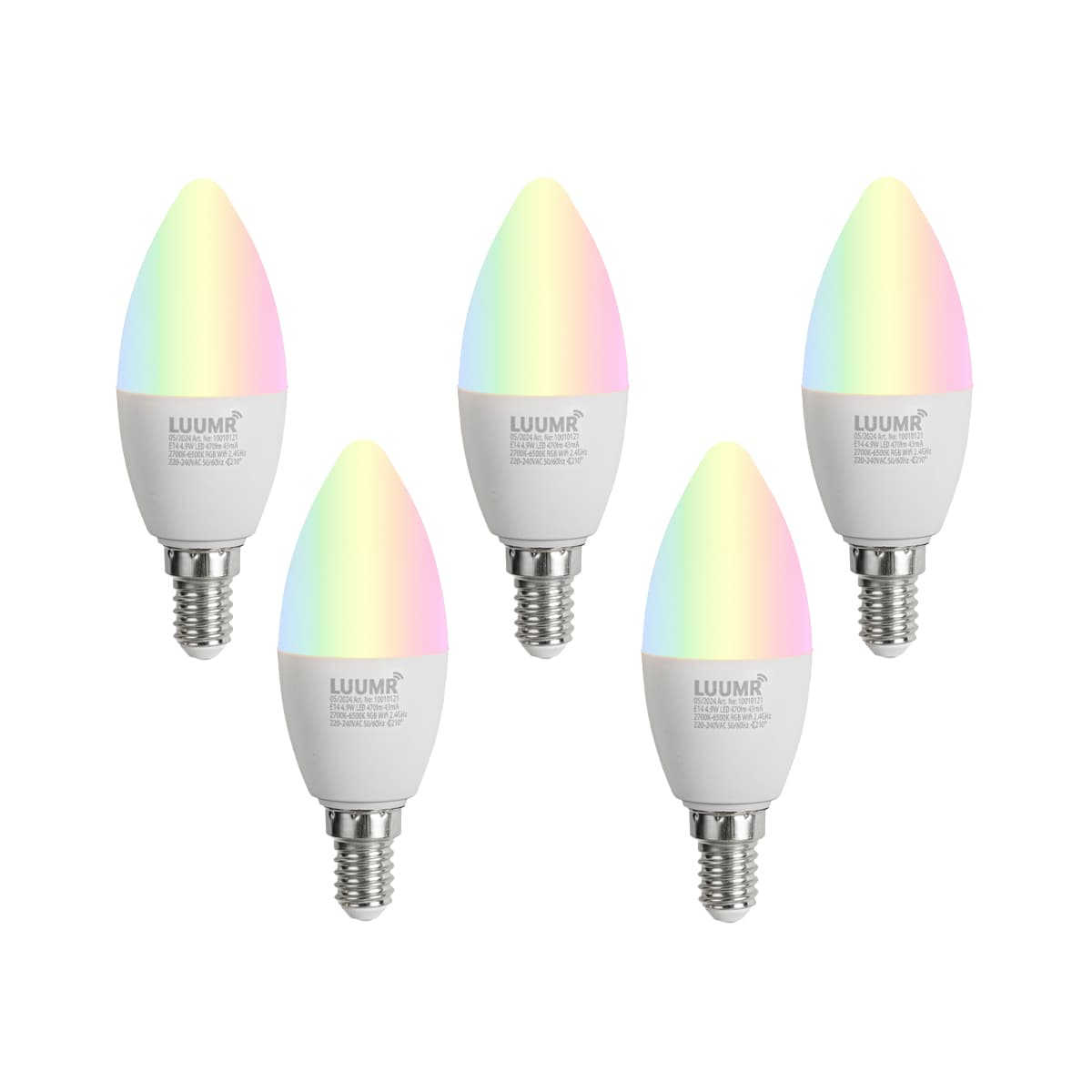 Sada 5 inteligentných LED žiaroviek E14 C37 Opal RGBW 4.9W 470 lm 2700-6500K 1