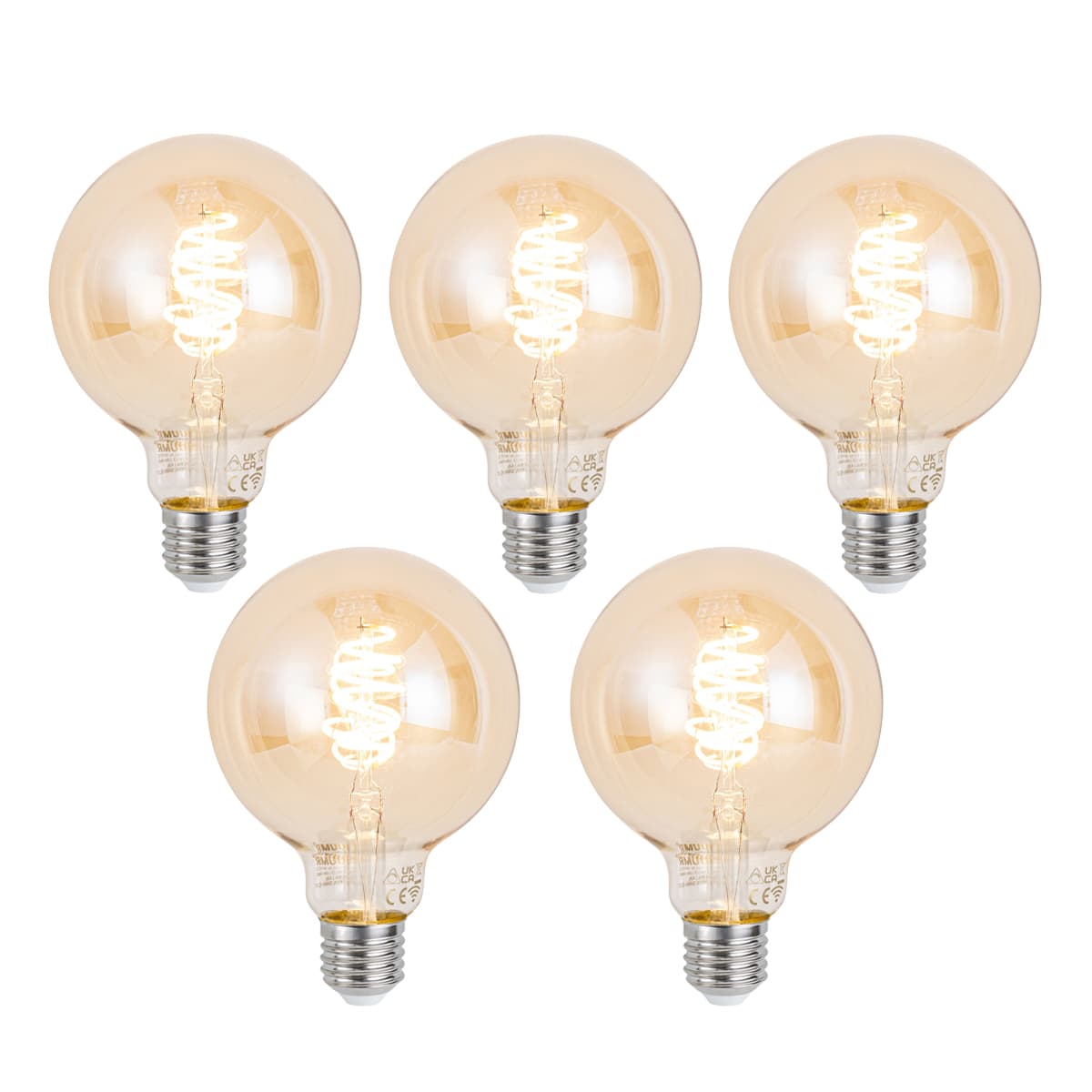 Sada 5 inteligentných stmievateľných LED žiaroviek E27 G95 jantárových 4.9W 320 lm 2500K Zigbee 1