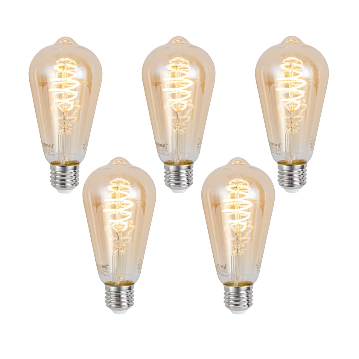 Sada 5 ks Inteligentné stmievateľné LED žiarovky E27 ST64 Jantárová 4,9 W 320 lm 2500 K
