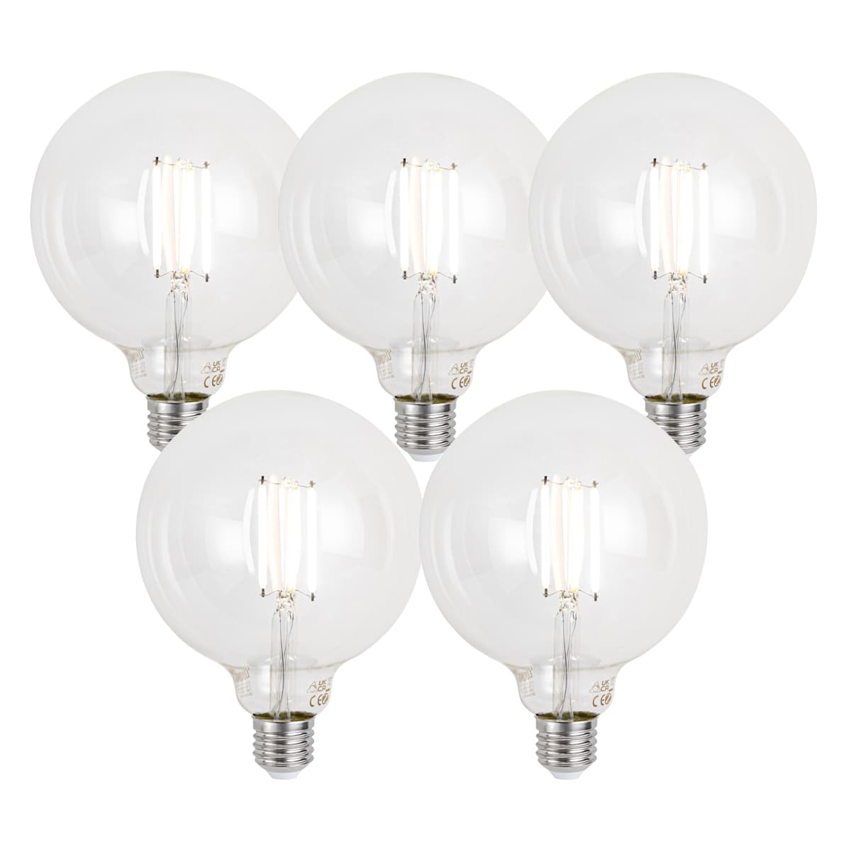 Sada 5 inteligentných stmievateľných LED žiaroviek E27 G125 číra 7W 806 lm 2700-6500K Zigbee 1
