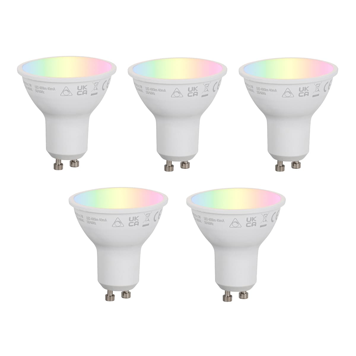 Sada 5 inteligentných stmievateľných LED žiaroviek GU10 50 mm opálová RGBW 4,7 W 400 lm 2700 – 6500 K Zigbee