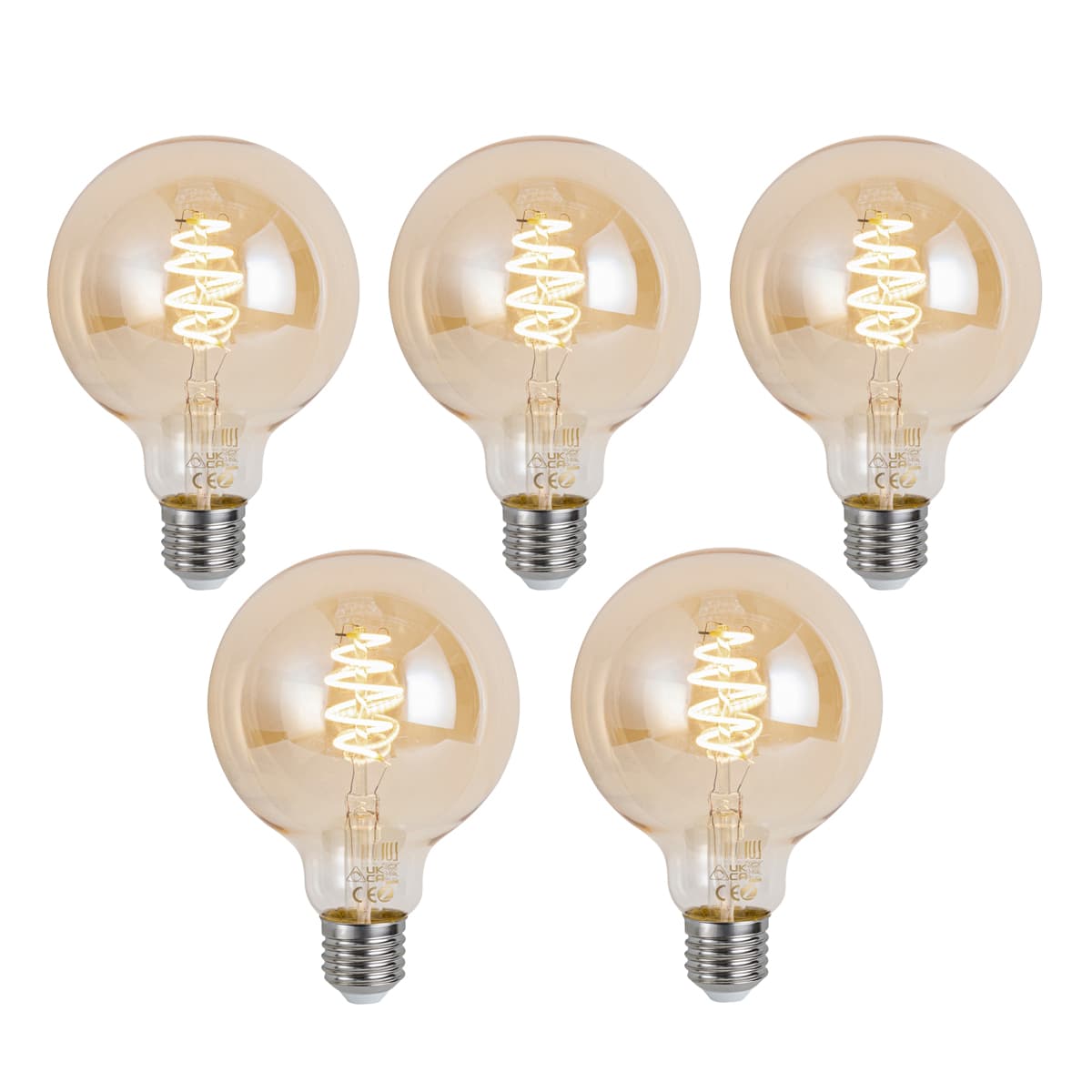 Sada 5 inteligentných stmievateľných LED žiaroviek E27 G95 Amber 4,9W 320 lm 2500K Zigbee