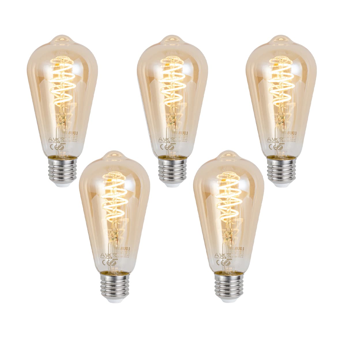 Sada 5 inteligentných stmievateľných LED žiaroviek E27 ST64 Amber 4,9 W 320 lm 2500 K Zigbee 1