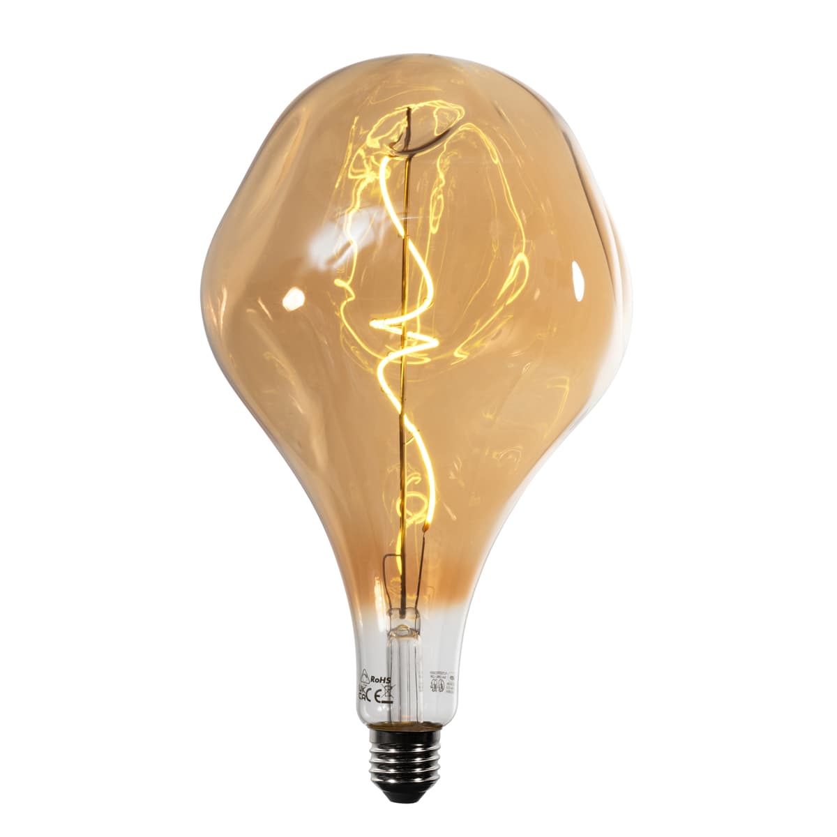 E27 Stmievateľná LED žiarovka so špirálovým vláknom PS160 zrkadlová zlatá 6W 100 lm 1800K 1