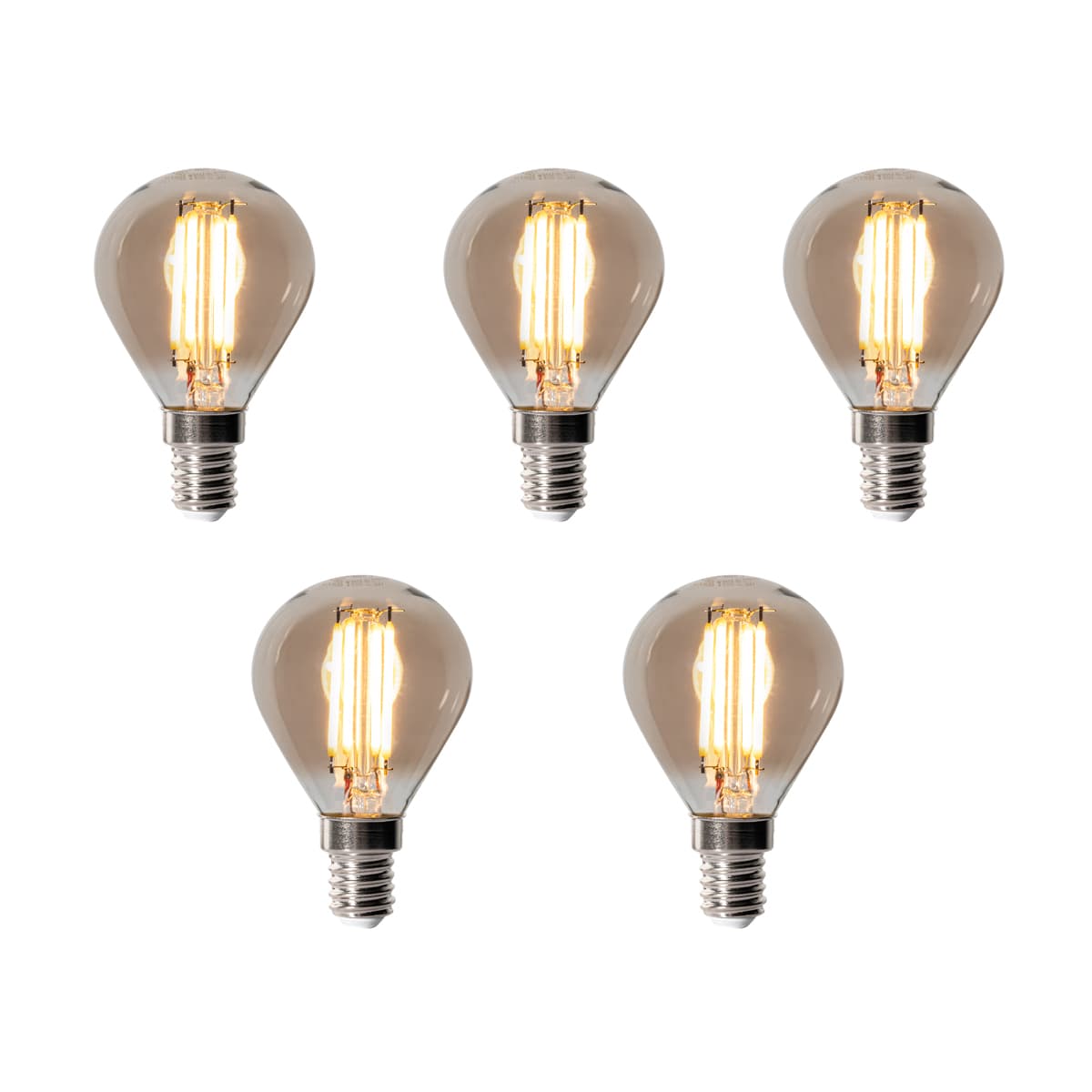 Sada 5 stmievateľných LED žiaroviek E14 P45 dymová 5W 470 lm 2200K 1