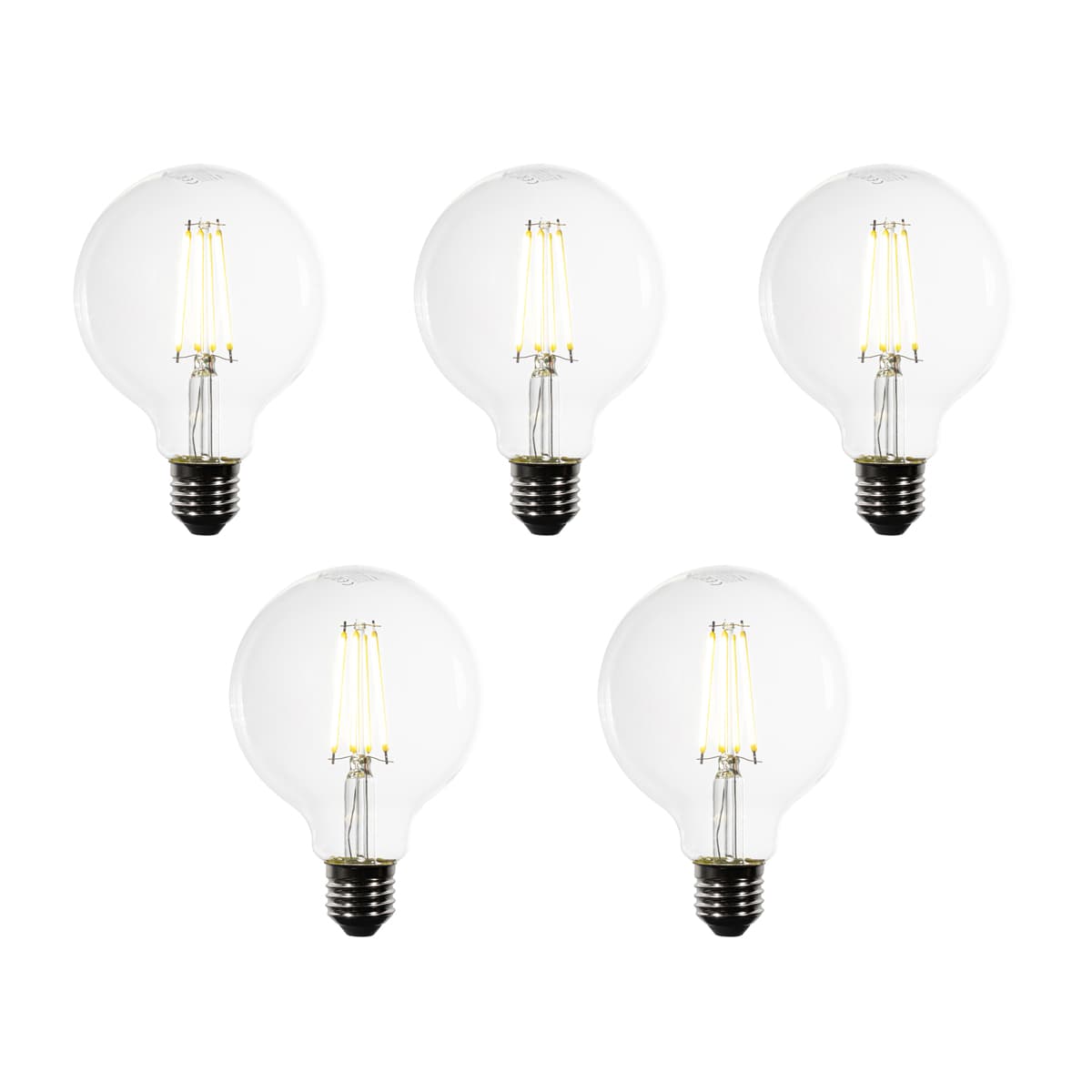 Sada 5 LED žiaroviek E27 G95 číre vlákno 3,8W 806 lm 3000K