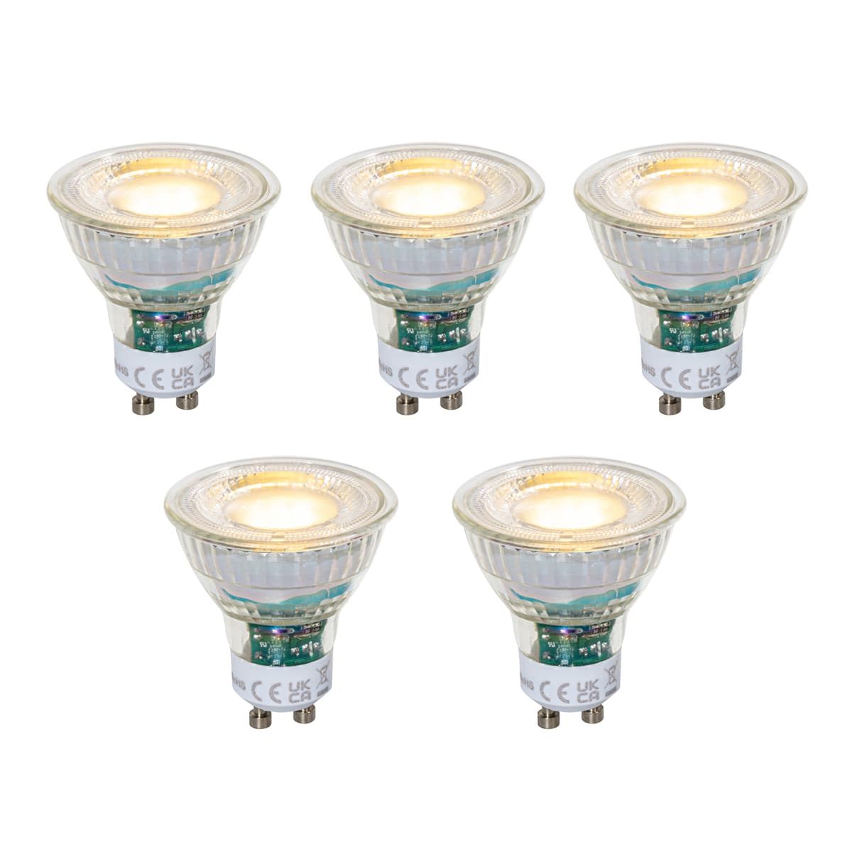 Sada 5 stmievateľných LED žiaroviek GU10 50 mm číra 2,5 W 450 lm 2700 K