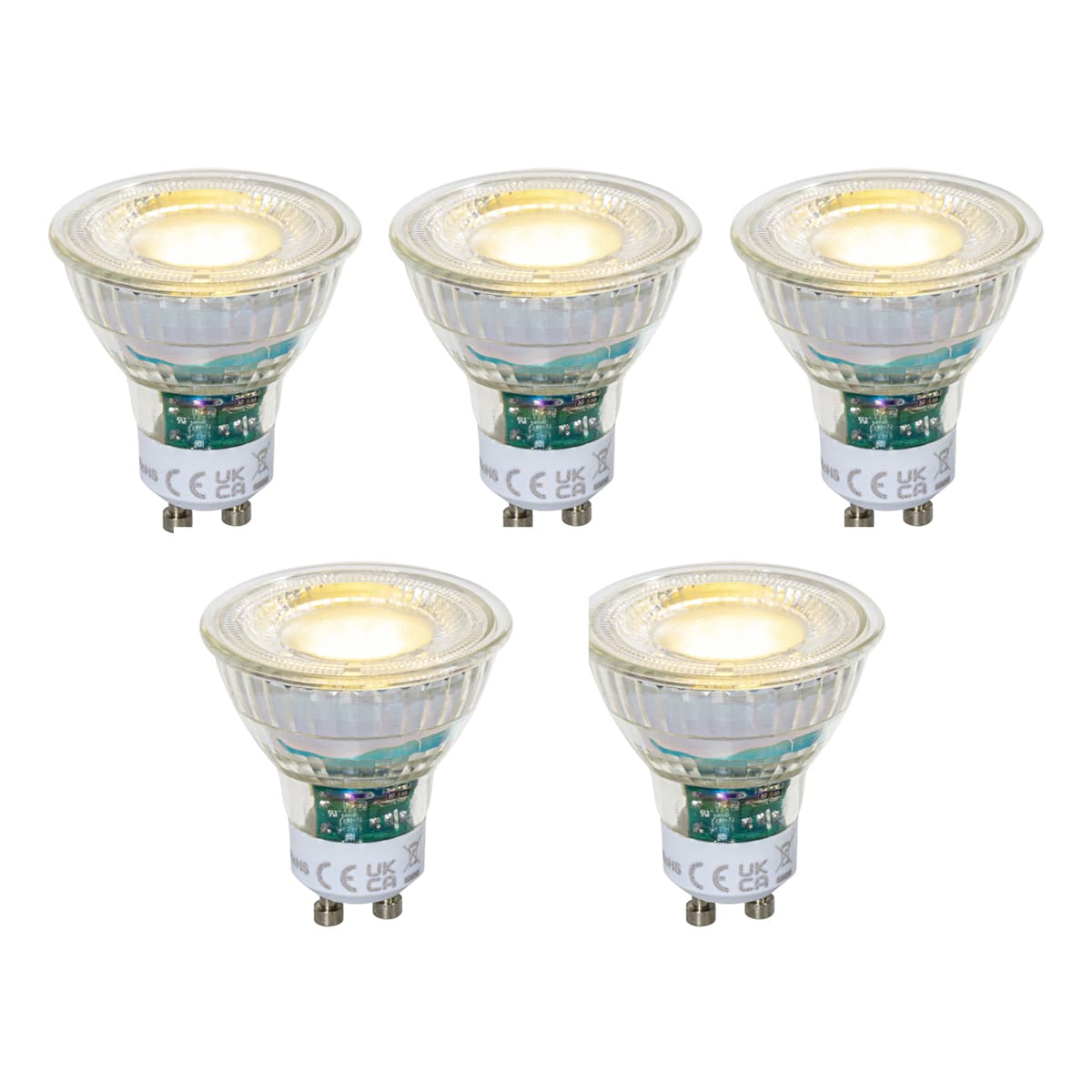 Sada 5 stmievateľných LED žiaroviek GU10 50 mm číra 2,5 W 450 lm 3000 K