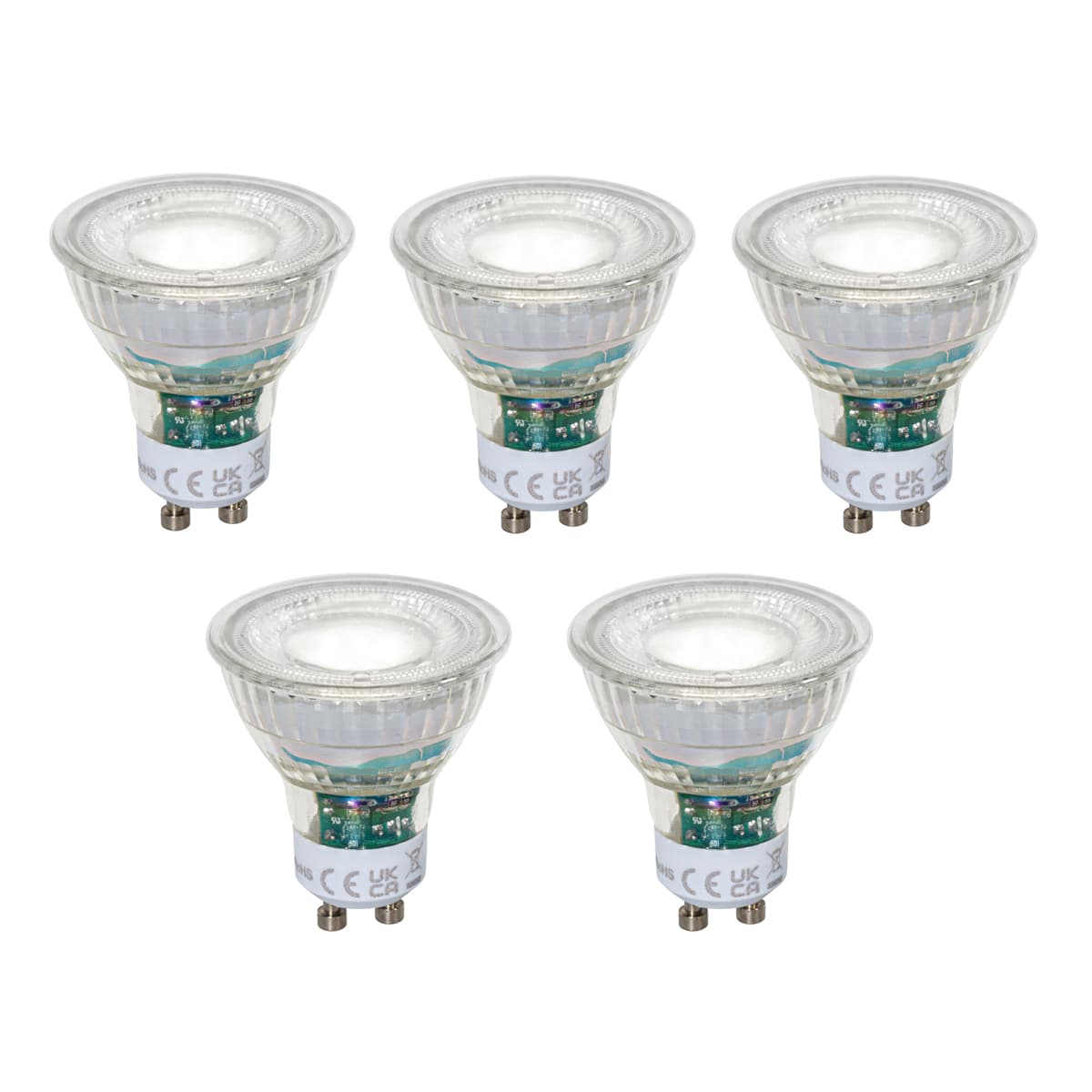 Sada 5 stmievateľných LED žiaroviek GU10 50 mm číra 2,5 W 450 lm 6500 K
