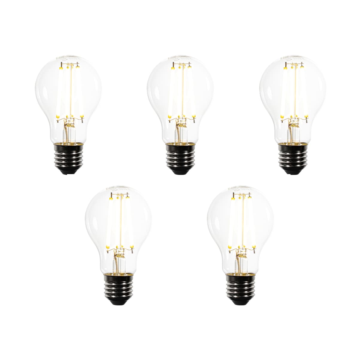 Sada 5 stmievateľných LED žiaroviek E27 A60 číra 7,2W 1521 lm 3000K 1