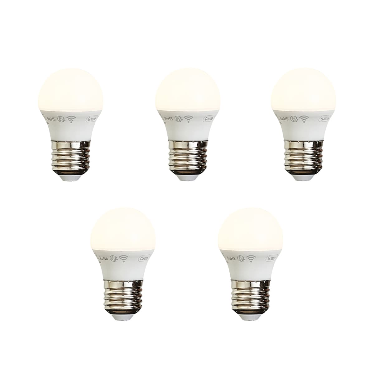 Sada 5 inteligentných stmievateľných LED žiaroviek E27 P45 Opal 4,9 W 470 lm 2200 – 4 000 K