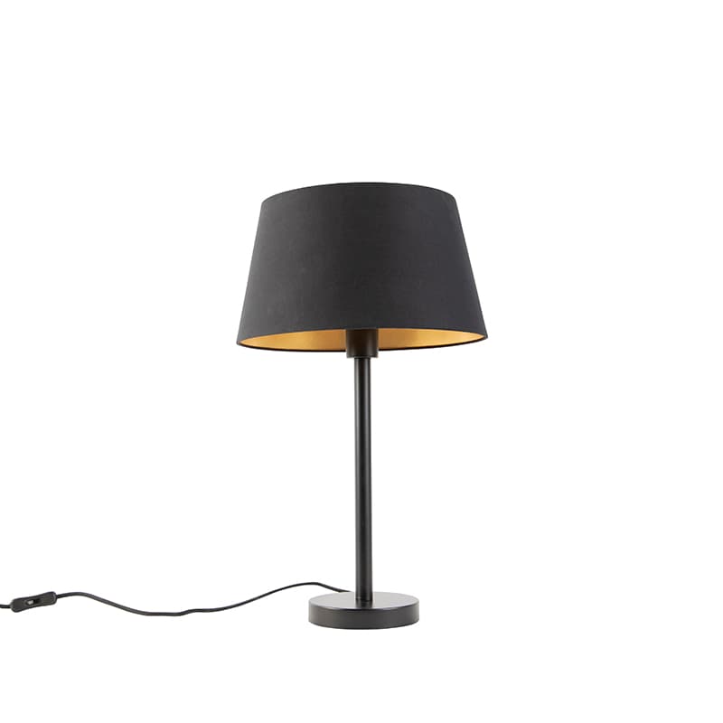 Klasická stolná lampa čierna s čiernym tienidlom 32 cm - Simplo