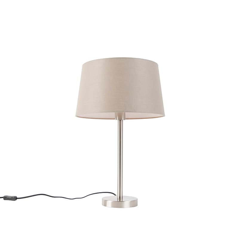 Moderná stolná lampa oceľ s tienidlom taupe 35 cm - Simplo 1