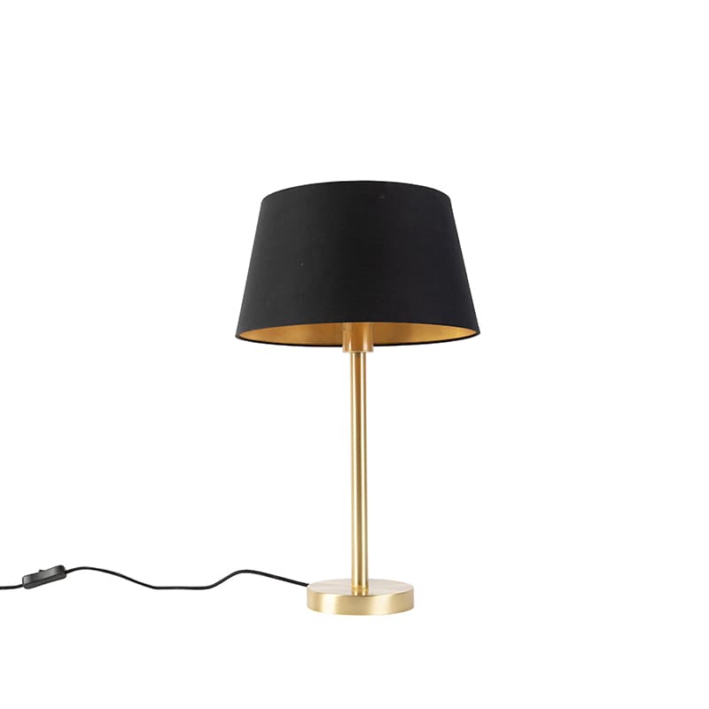 Klasická stolná lampa mosadz s čiernym tienidlom 32 cm - Simplo 1
