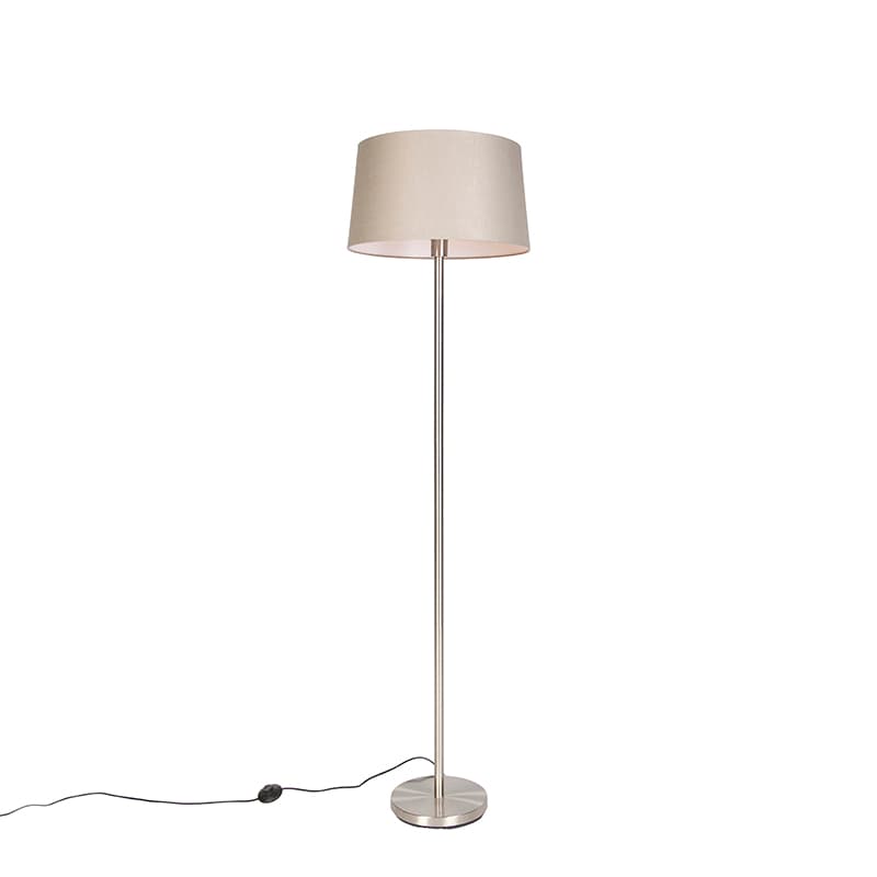 Moderná stojaca lampa oceľ s tienidlom taupe 45 cm - Simplo 1