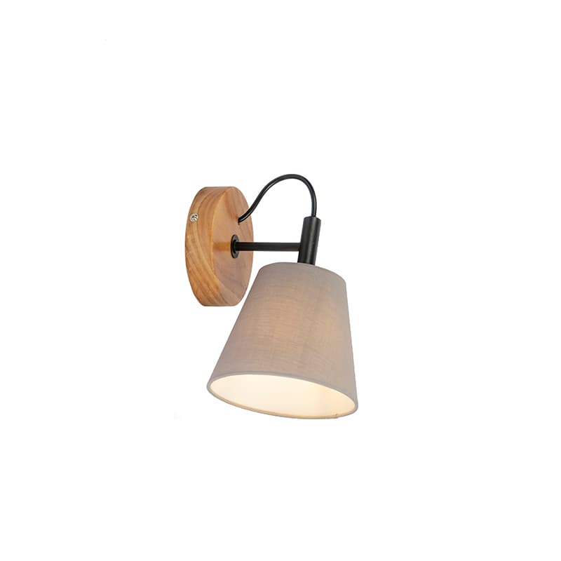 Rustikálna nástenná lampa drevená s sivou - Cupy
