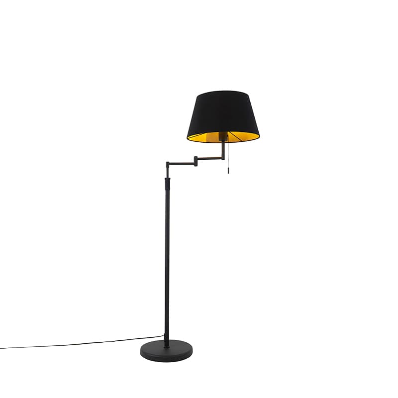 Stojaca lampa čierna s čiernym tienidlom a nastaviteľným ramenom - Ladas Deluxe 1