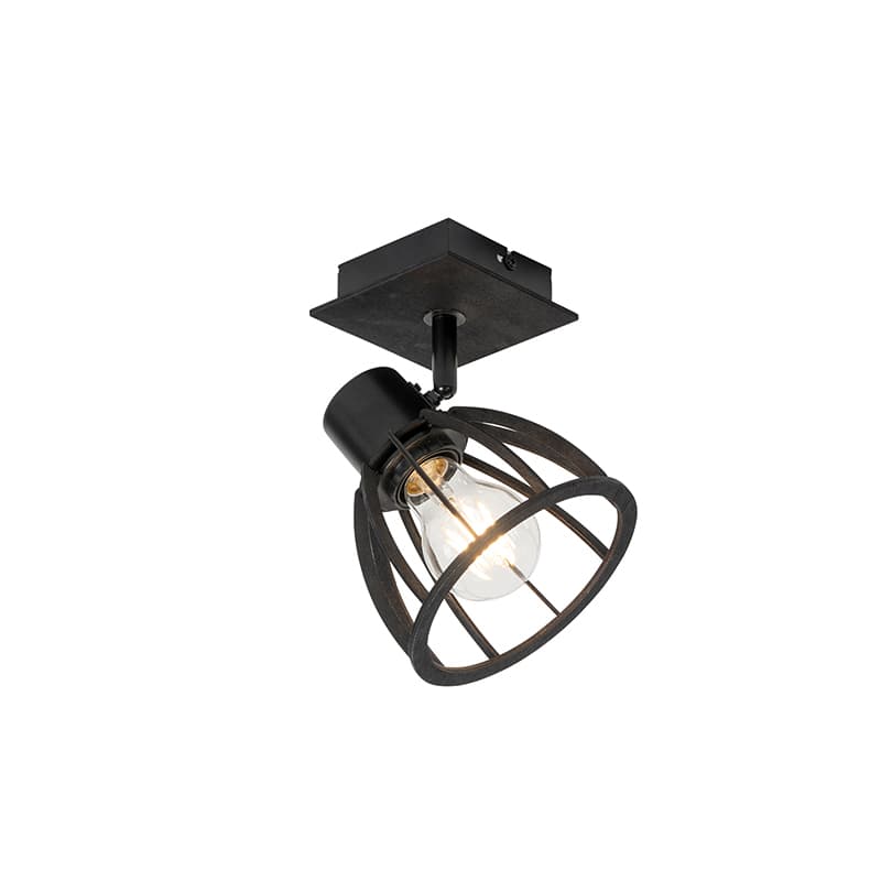 Priemyselná nástenná lampa čierna - Fotu 1