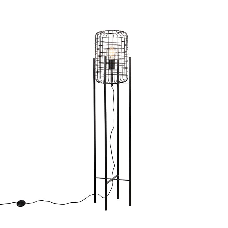 Priemyselná stojaca lampa čierna - Bliss Vefa 1