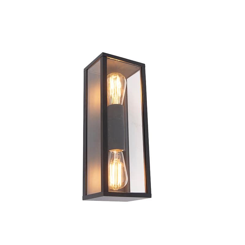 Priemyselná nástenná lampa čierna 38 cm 2-svetlo IP44 - Charlois 1