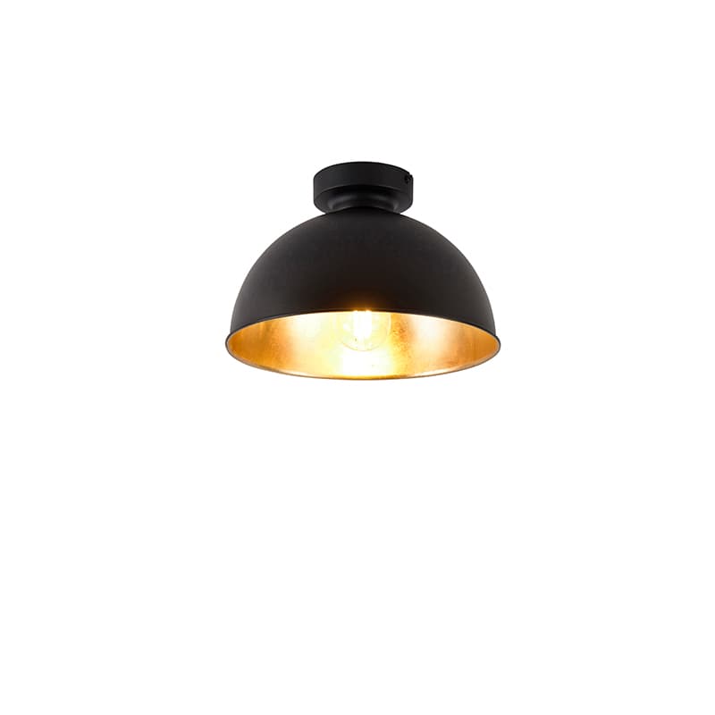 Priemyselné stropné svietidlo čierne & zlaté 28 cm - Magnax 1