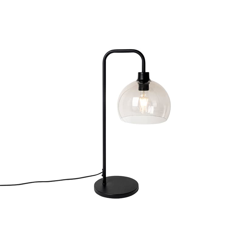 Moderná stolová lampa čierna s dymovým tienidlom - Maly 1
