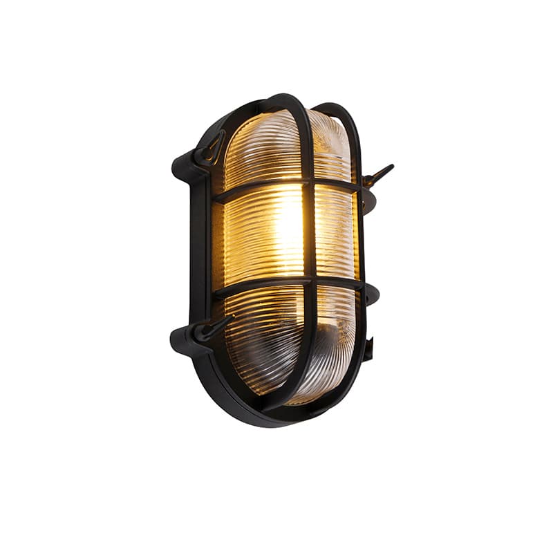 Priemyselná nástenná a stropná lampa čierna oválna IP44 - Noutica 1