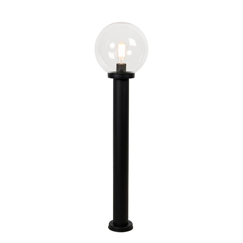 Stojaca vonkajšia lampa čierna s priehľadnou guľou 100 cm IP44 - Sfera