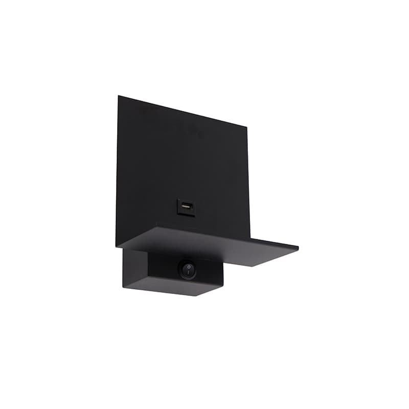 Moderná nástenná lampa čierna vrátane USB pripojenia - Flero 1