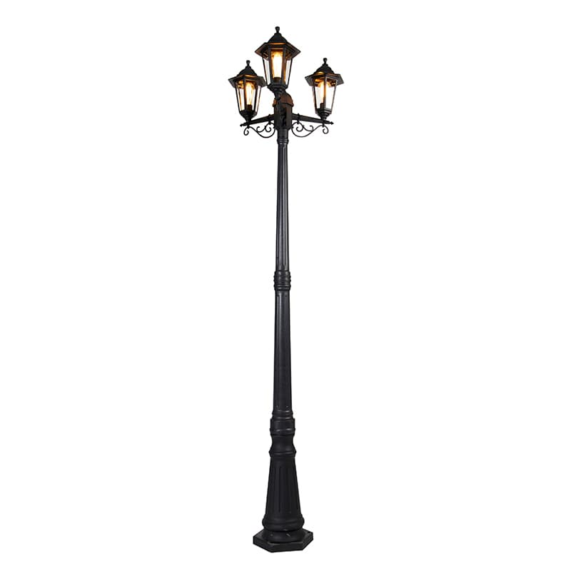 Klasická vonkajšia lampa čierna 3-svetlá IP44 - New Haven 1