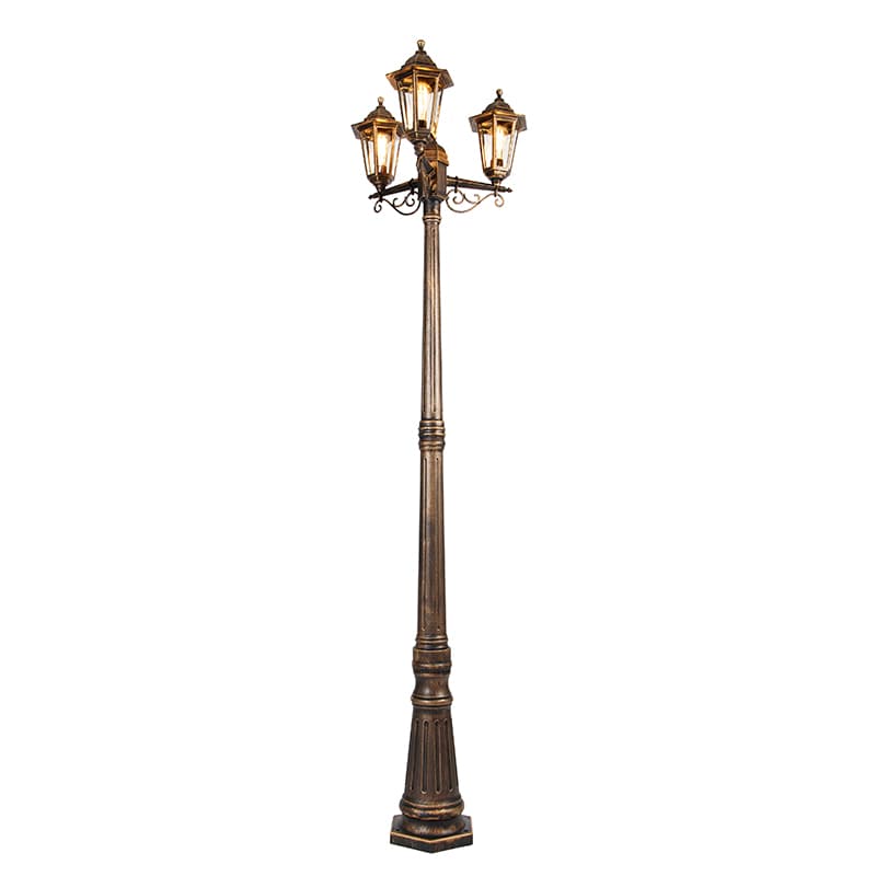 Antická vonkajšia lampa zlatá 3-svetlá IP44 - New Haven 1
