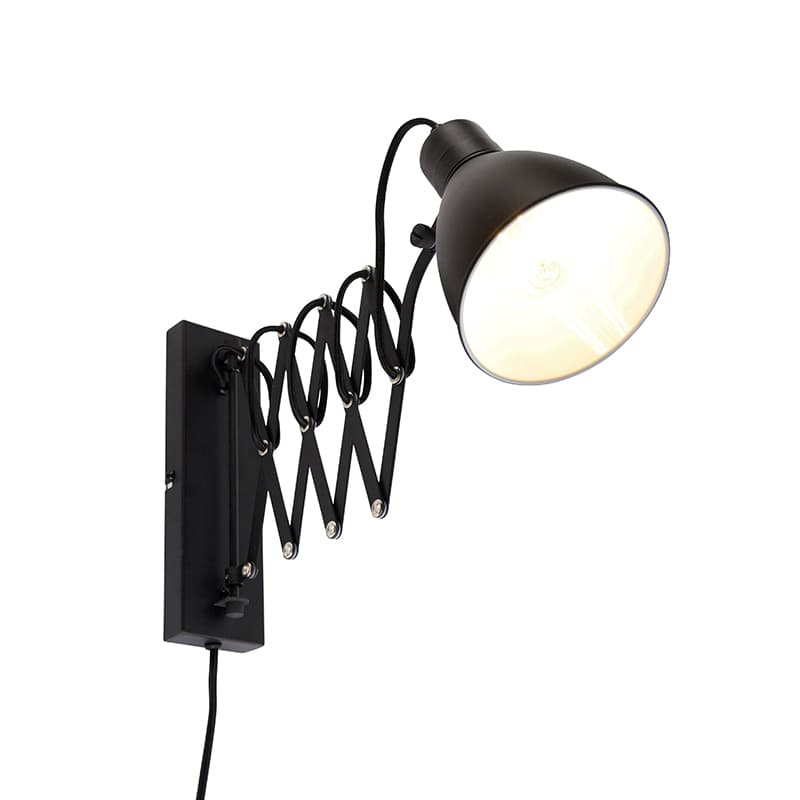 Priemyselná nástenná lampa čierna s nastaviteľným ramenom - Merle 1