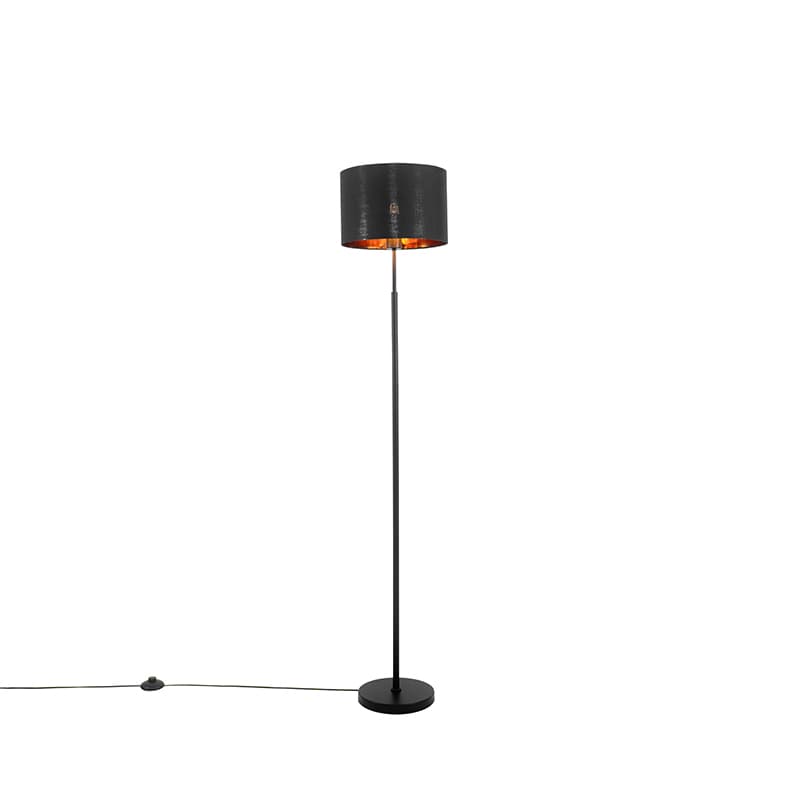 Moderná stojaca lampa čierna so zlatým okrúhlym - VT 1