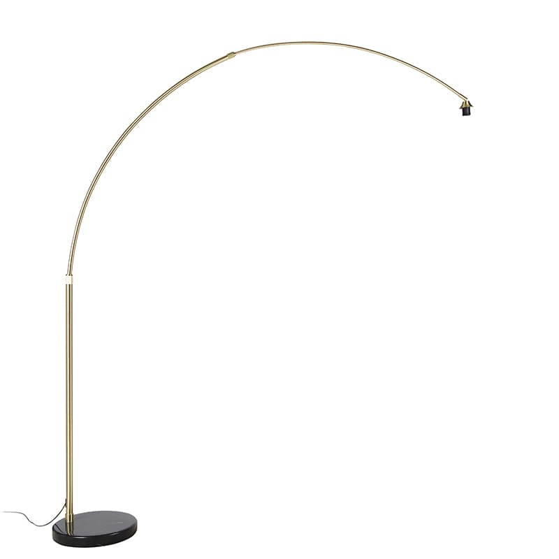 Oblúková lampa mosadz a čierna mramorová základňa nastaviteľná - XXL