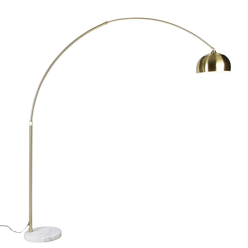 Mosadzná oblúková lampa s nastaviteľnou podstavou z bieleho mramoru - XXL 1