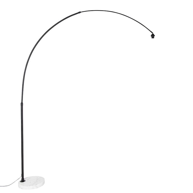 Moderná oblúková lampa čierna s bielou nastaviteľnou bez tienidla - XXL