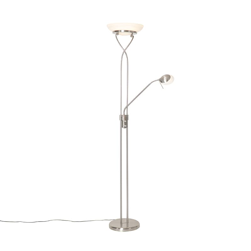 Oceľová stojaca lampa s LED a stmievačom s lampou na čítanie - Empoli