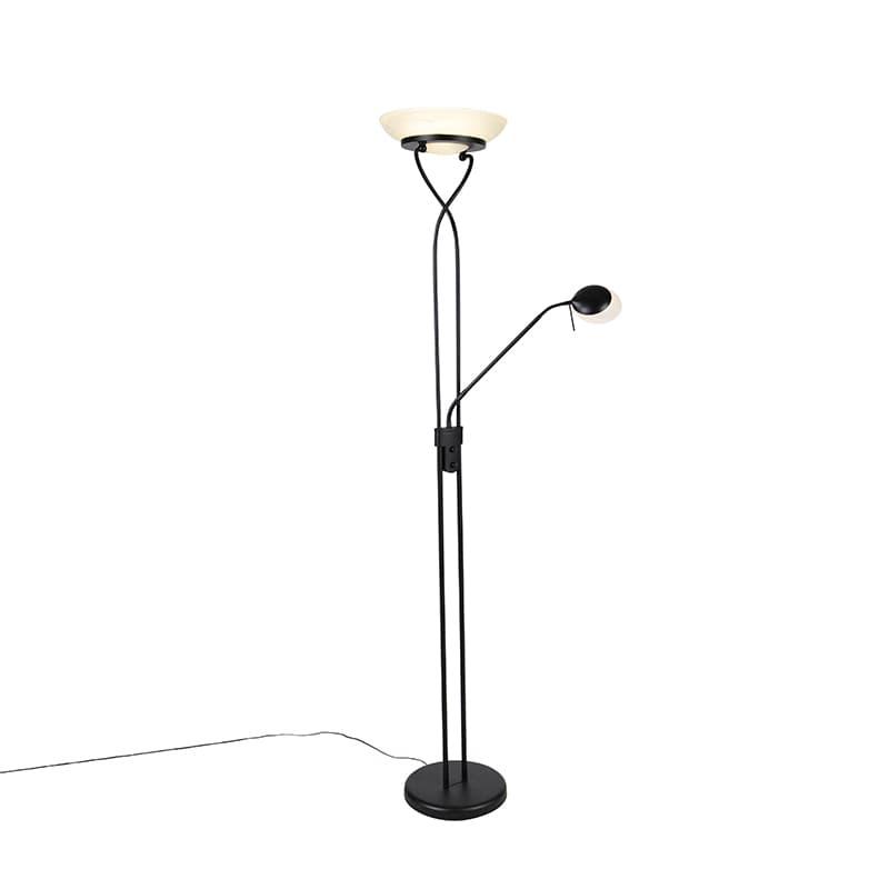 Stojacia lampa čierna vrátane LED a stmievača s lampou na čítanie Dim to Warm - Empoli