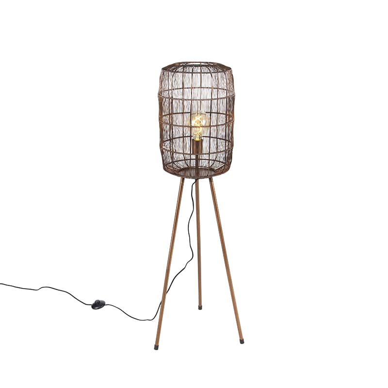 Moderná stojaca lampa trojnožka medená - Redo