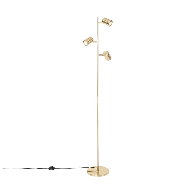 Moderná stojaca lampa mosadz 3-svetlo - Jeana 1