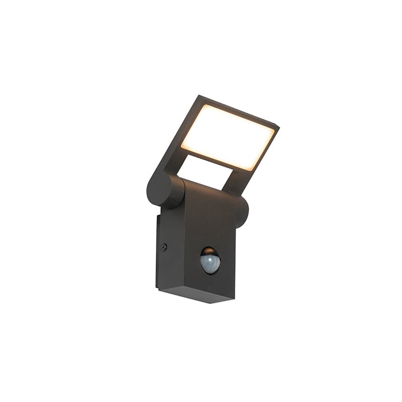 Vonkajšia nástenná lampa antracit vrátane LED IP54 s pohybovým senzorom - Zane