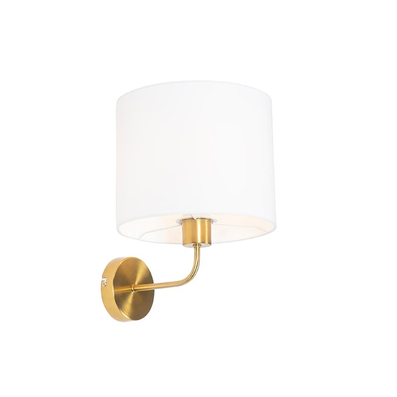 Klasická nástenná lampa zlatá s látkovým tienidlom biela - Cas