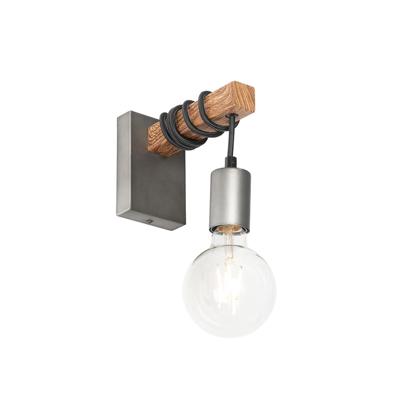 Priemyselná nástenná lampa oceľ s hnedou - Gallow 1